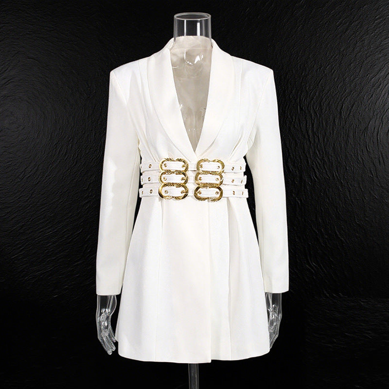 Women's Advanced Design Metal Buckle Belt Waist Blazers