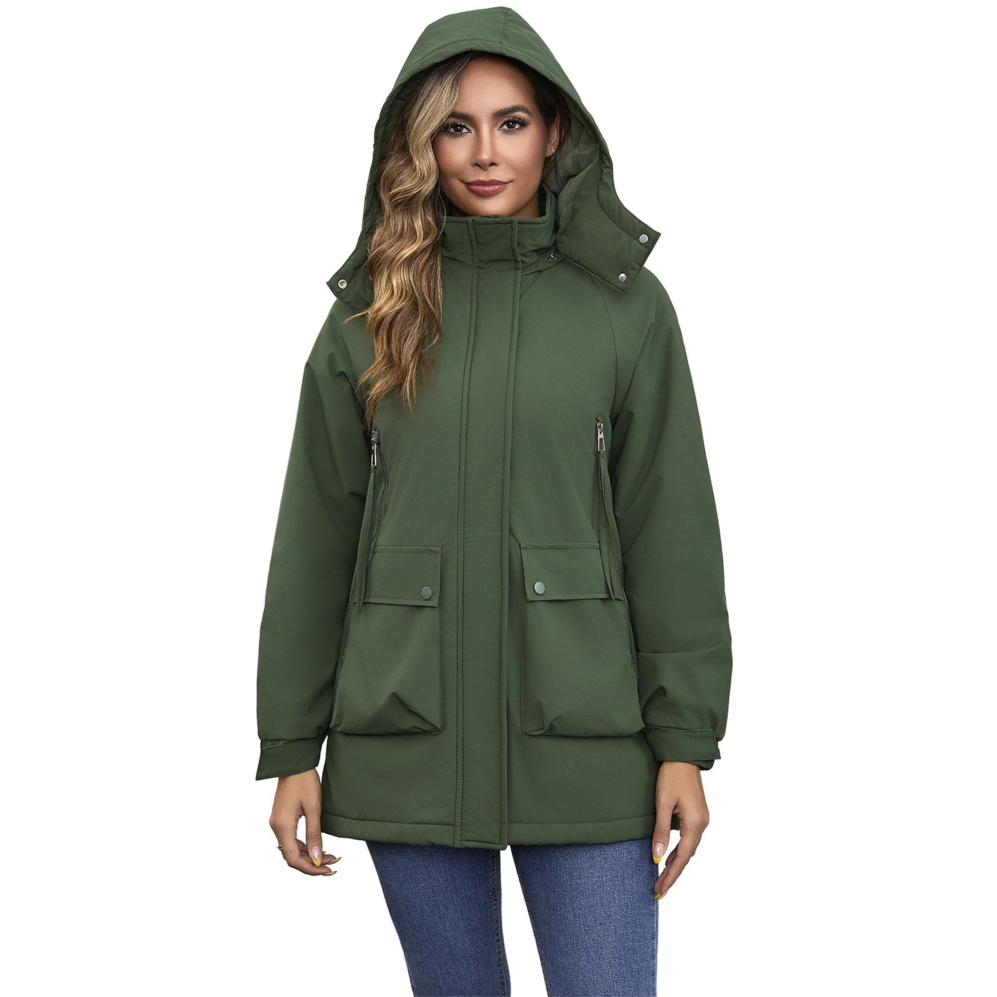 Detachable Cap Parka Fleece Padded Shell Coats