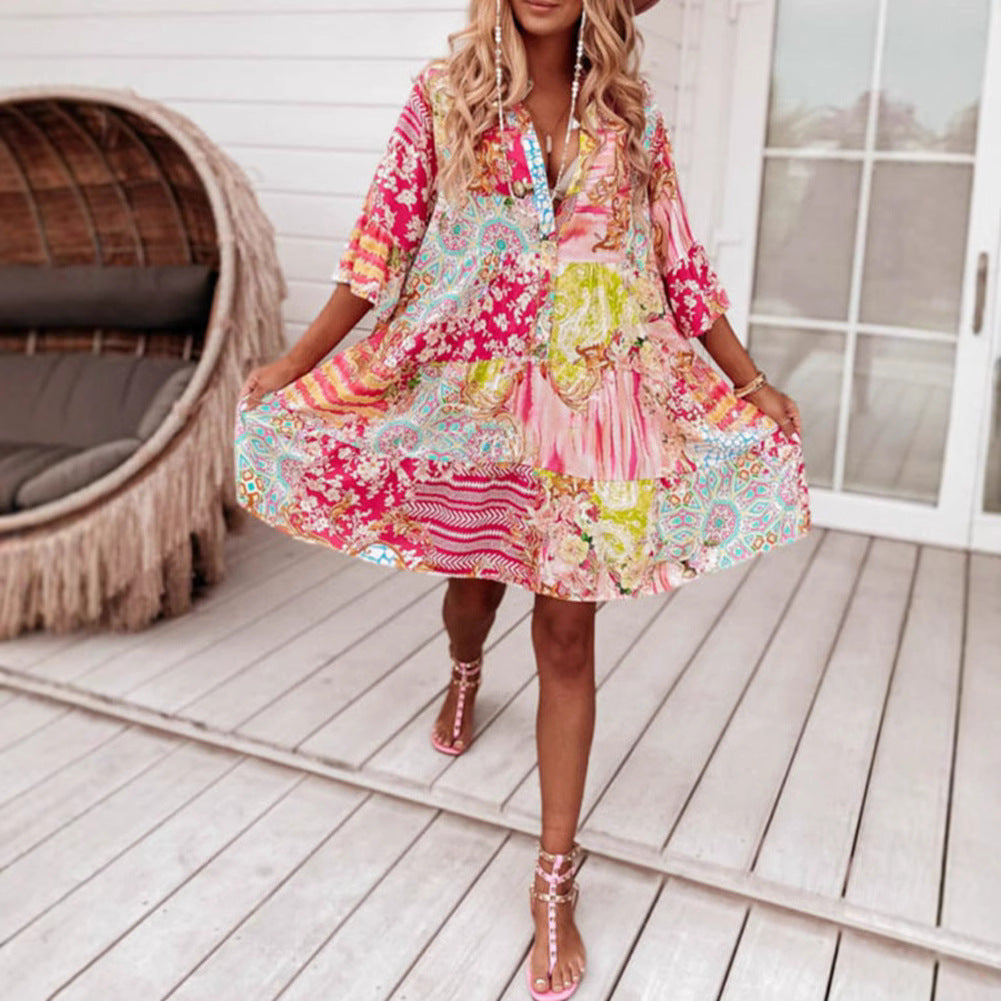 Slouchy Beautiful Women's Summer Temperament Printed Clothing