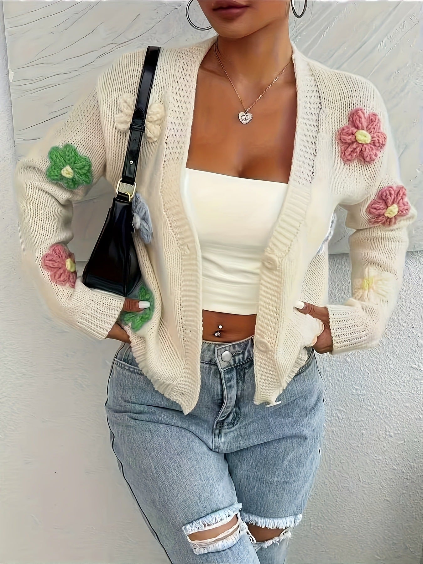 Women's Print Button Knitted Sweet Comely Cute Women's Sweater
