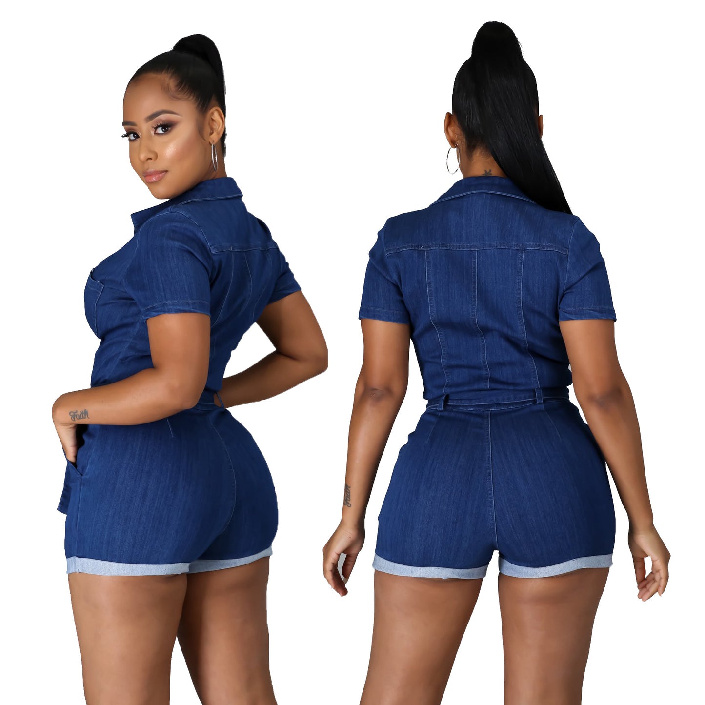 Women's Wear Fashionable Denim Slim Fit Bodysuit Pants