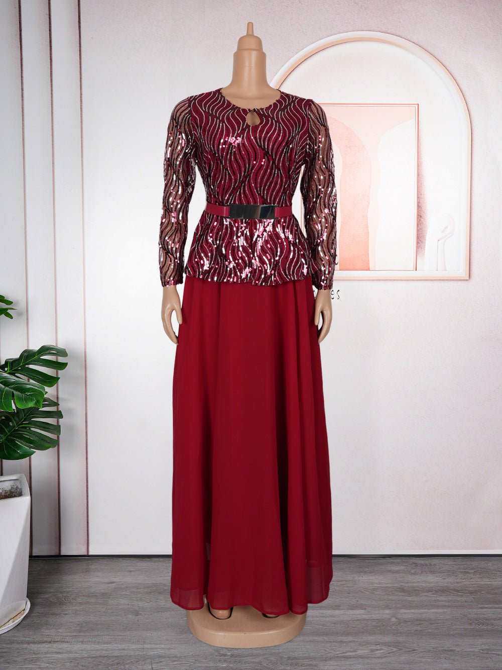 Women's Sequin Banquet Party Formal Dress African Dresses