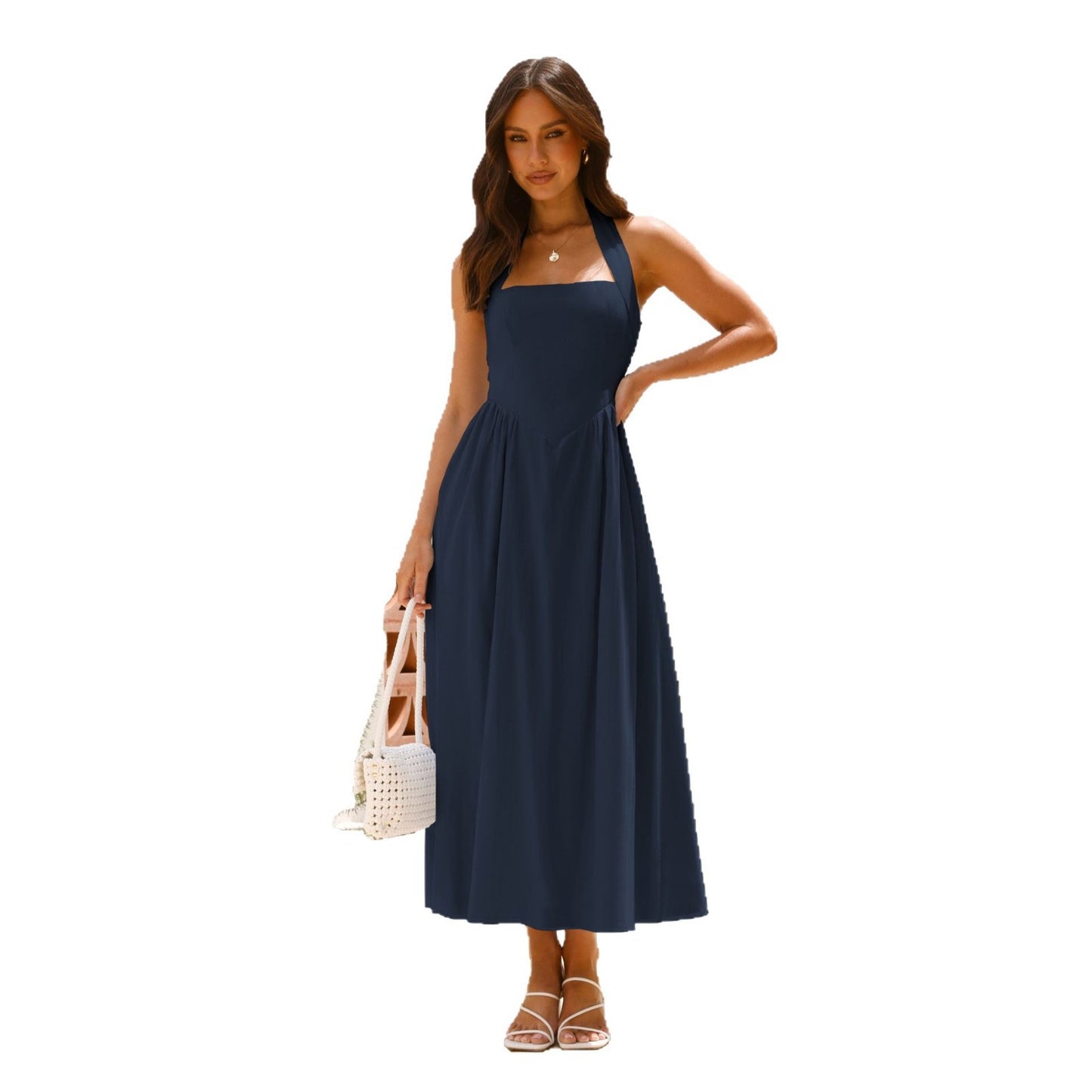 Women's Summer With Pocket Temperament Wide Camisole Dresses