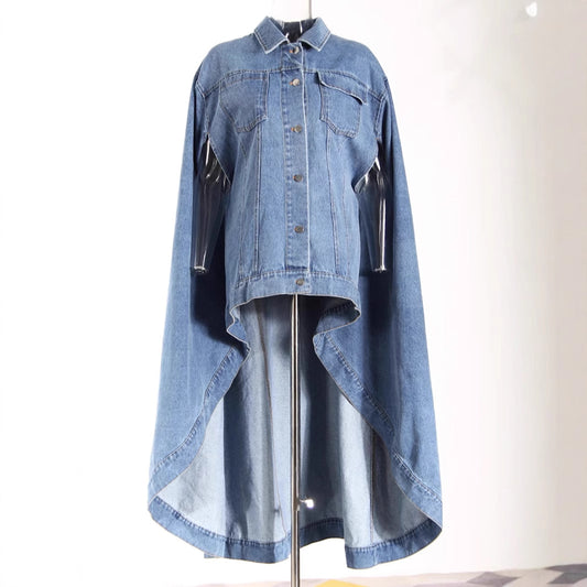 Women's Design Loose Single-breasted Cape Spring Washed Do The Jackets