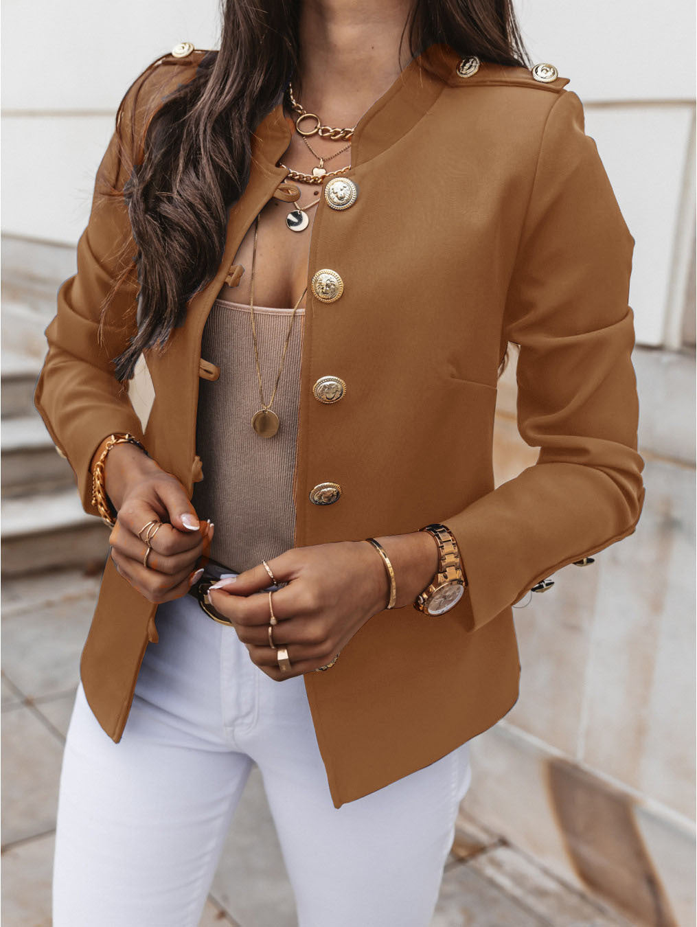Classy Slouchy Long Sleeve Breasted Small Blazers