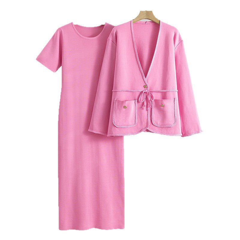 Women's Loose Long Dress Two-piece Set Cardigans