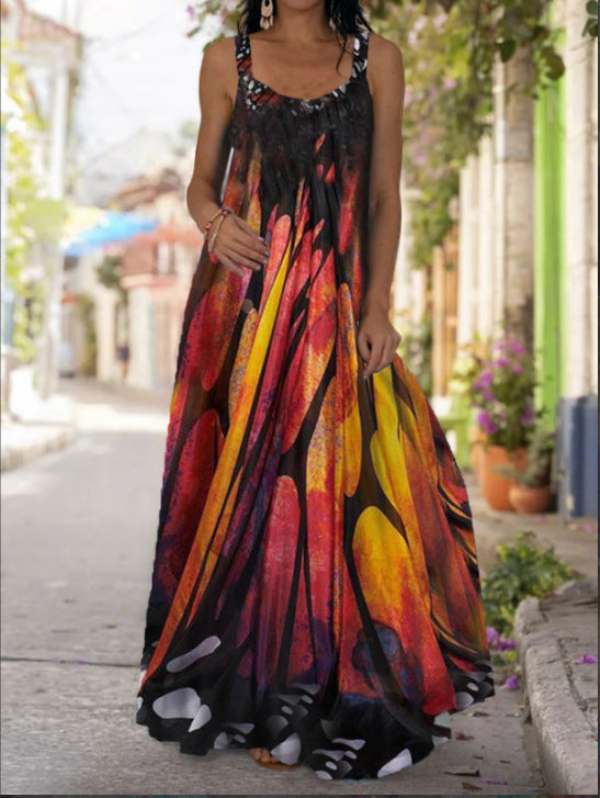 Summer Printed Dress Bohemian Strap Mop Dresses