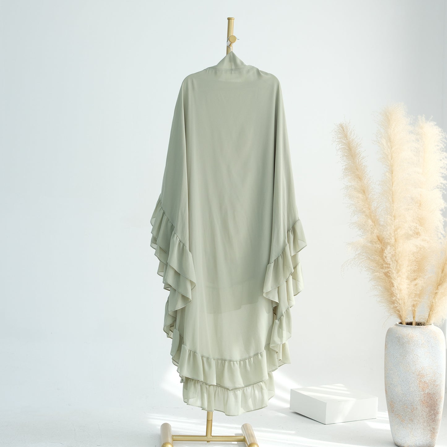 Ruffled Big Swing Headscarf Solid Color Dresses