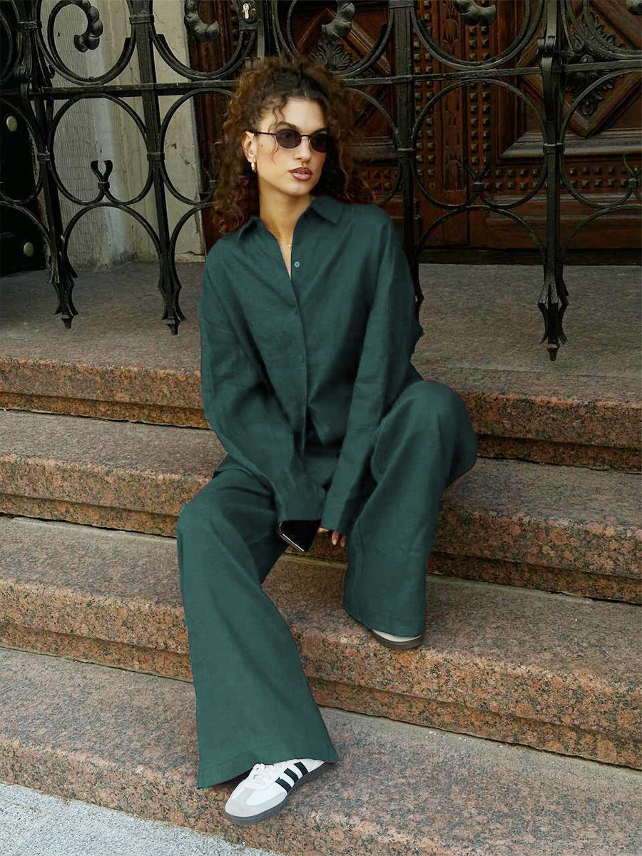 Women's Shirt Trousers Loose Long Sleeve Wear Fashion Casual Suit