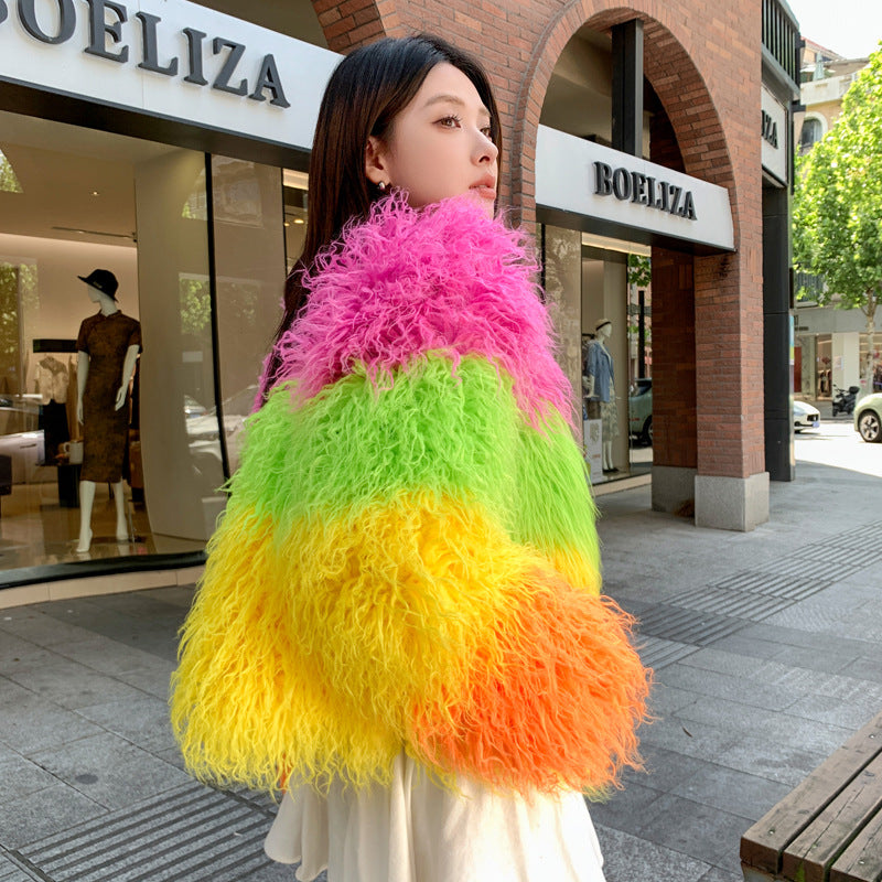 Pink Green Yellow Orange Contrast Color Coats