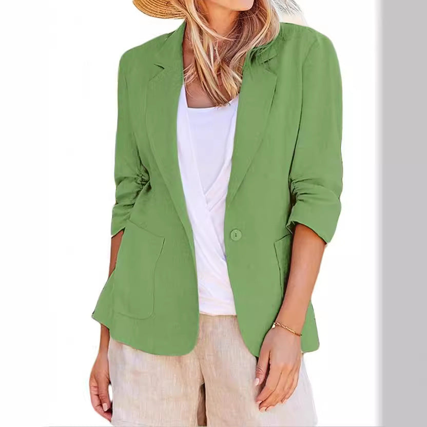 Women's Summer Temperament Sleeve Solid Color Collar Blazers