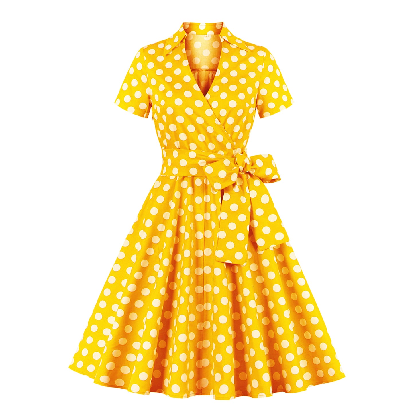 Hepburn Style Retro Dots Swing Dress Dresses