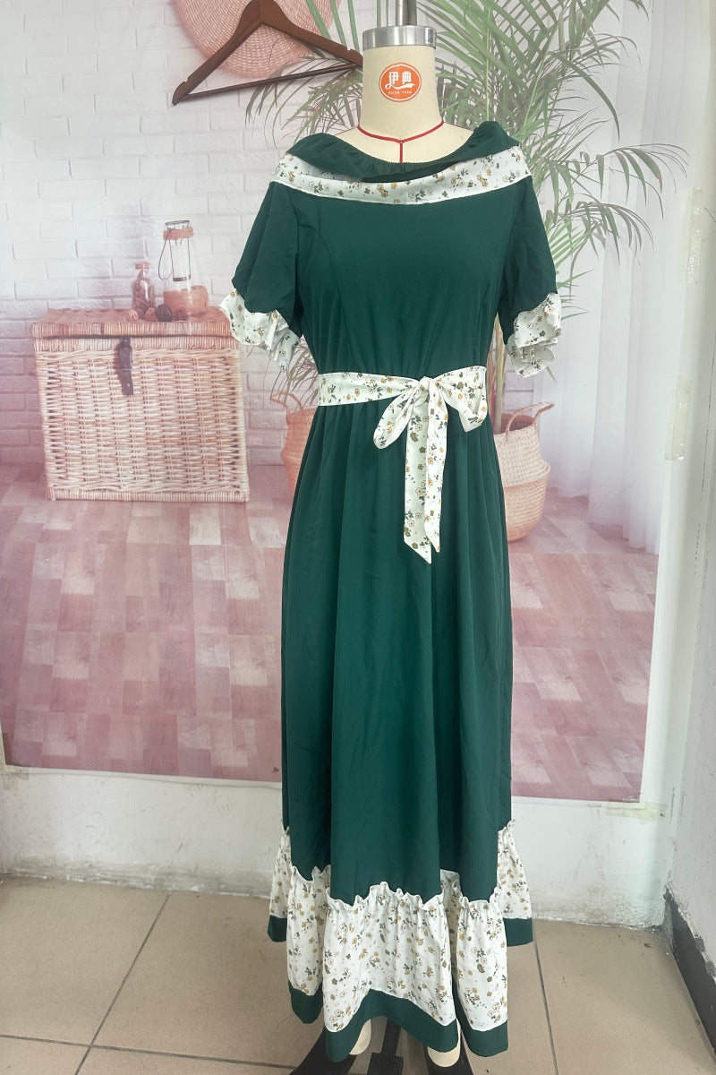 Country Lolita Ruffled Collar Floral Lace Dress