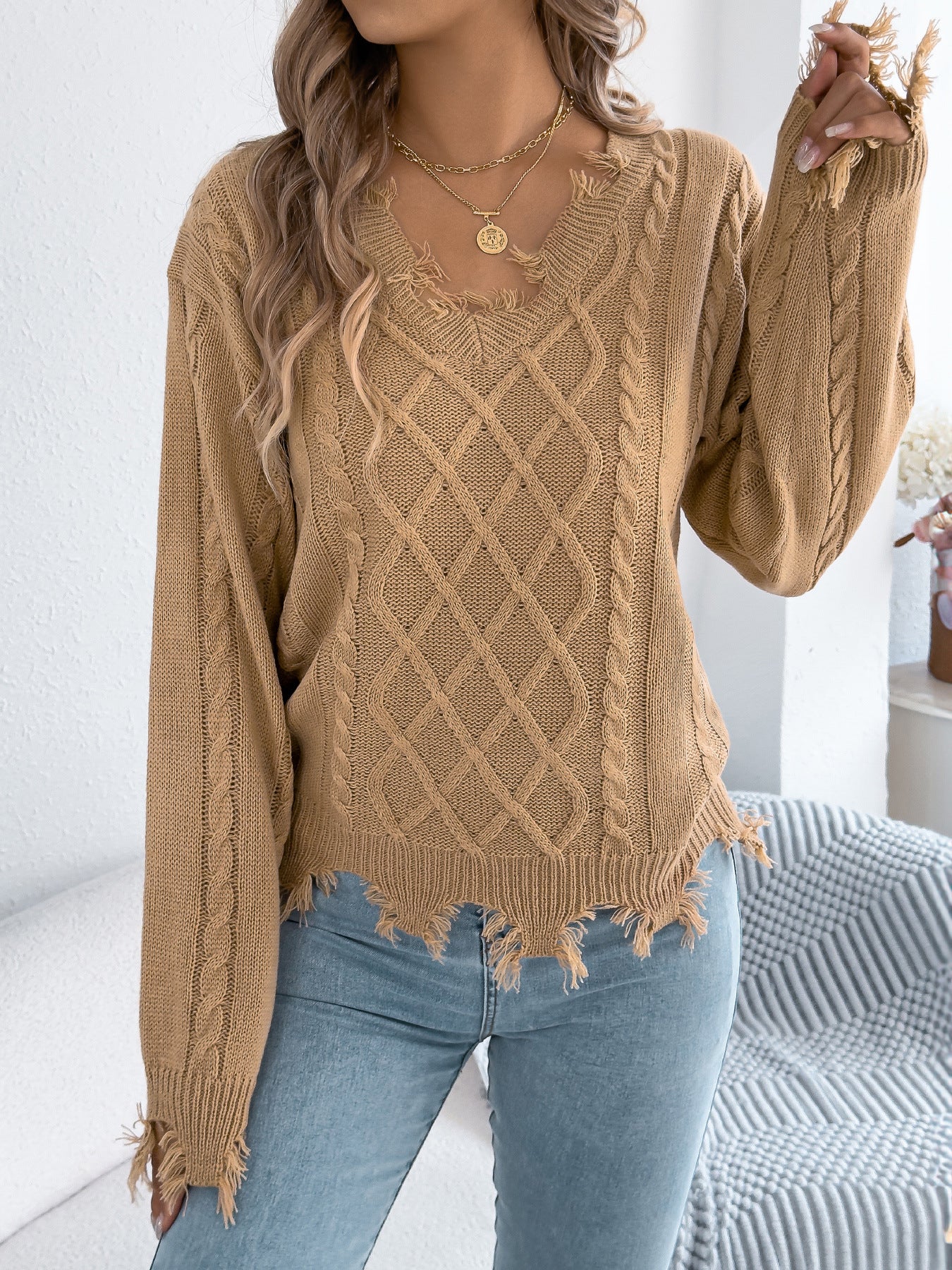 Women's Fashion Cut-out Twist Long Sleeve Sweaters