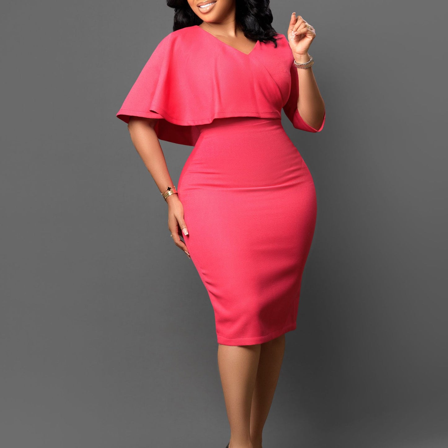 Women's Temperament Ol Solid Color Sheath Professional Dress