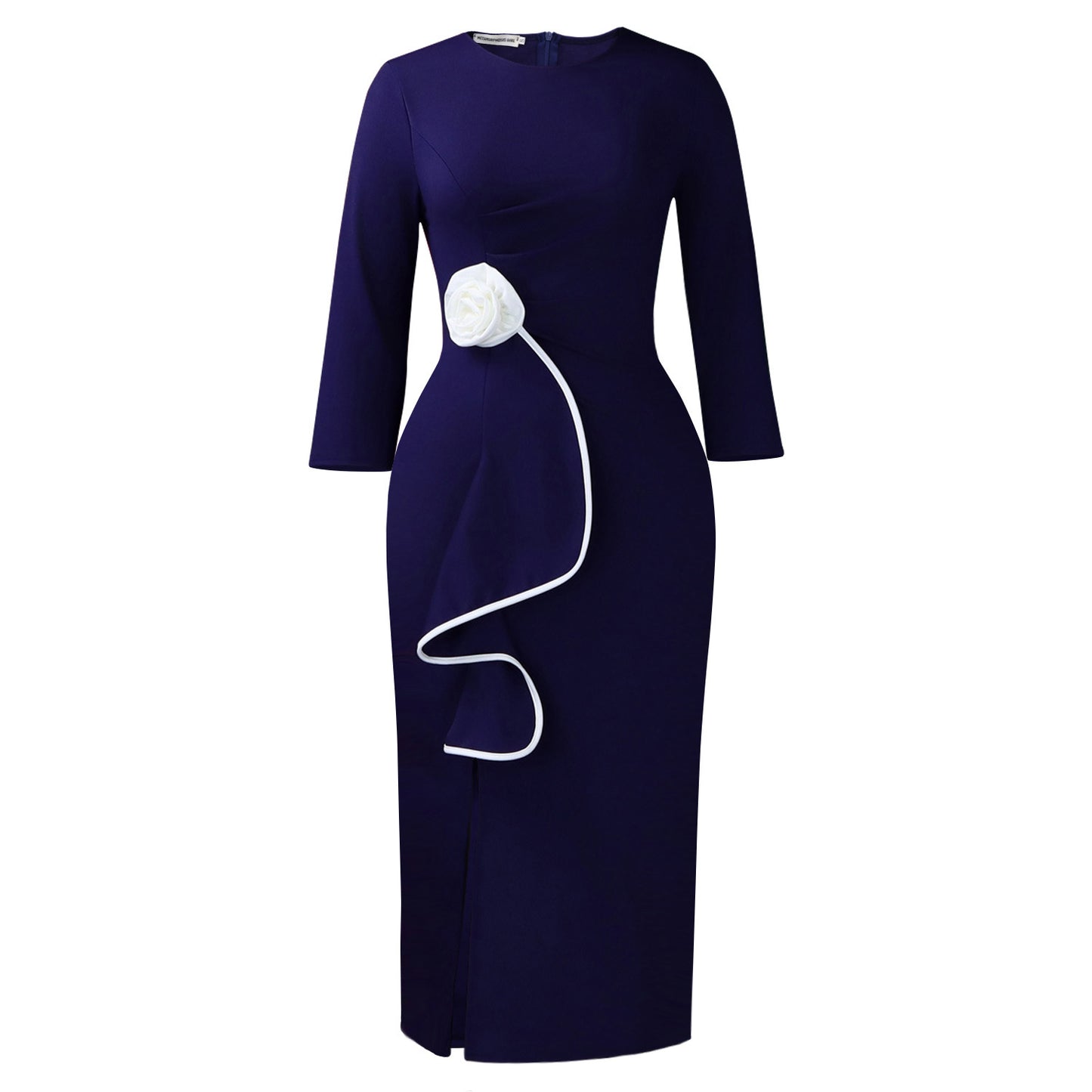 Women's Elegant Round Neck Three-dimensional Flower Fashion Dress