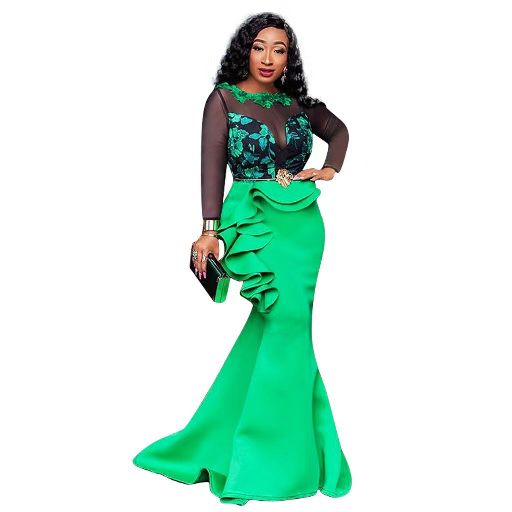 Women's Trendy Dress Lace Mesh Ruffled Dresses