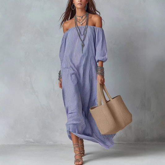 Women's Elegant Striped Loose Holiday Fashion For Dress