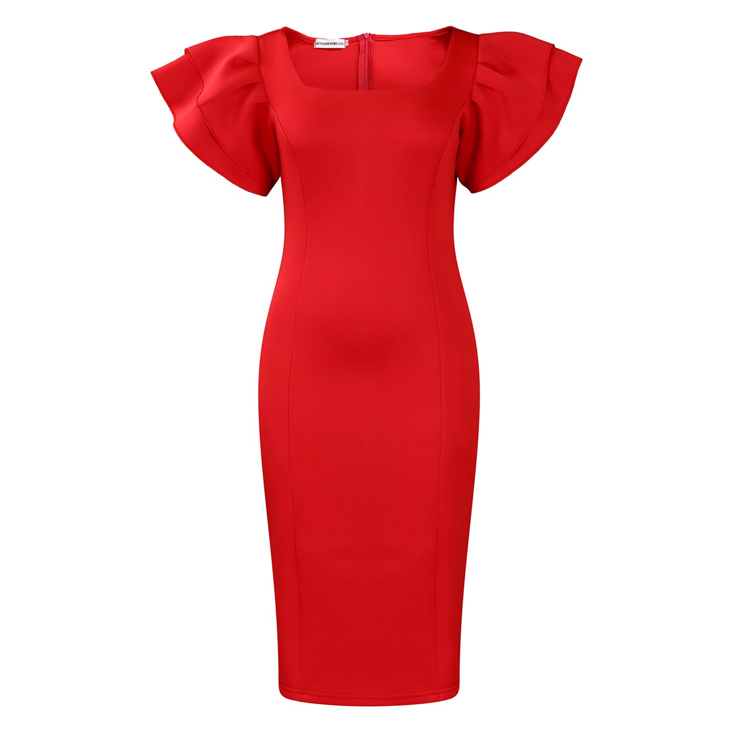 Women's Temperament Commute Square Collar Ruffle Sleeve Dresses