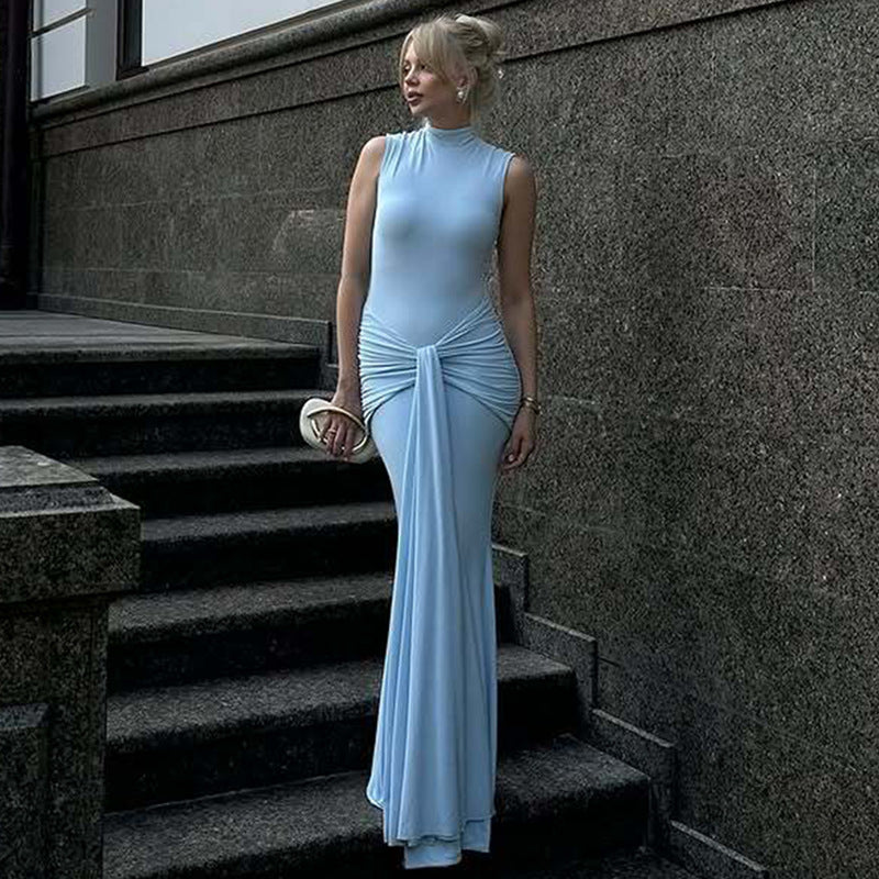 Women's Sleeveless Slim Fit Fashion Stitching Ribbon Dresses