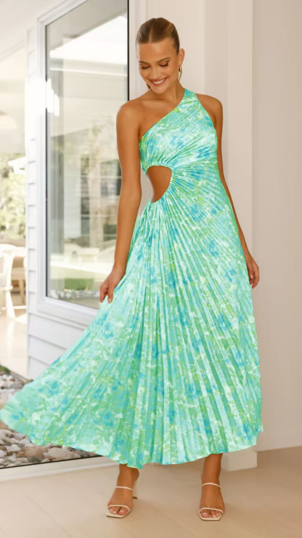 Elegant Folding Dress One Shoulder Waist Dresses