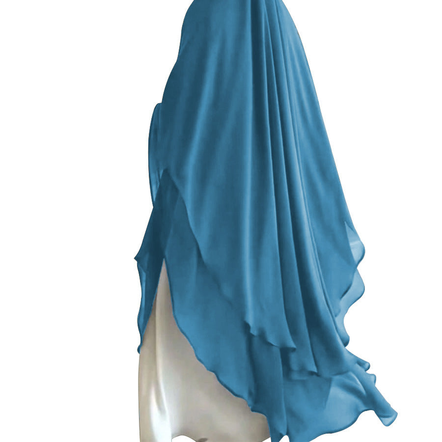Color Front Rear Chiffon Lengthened Large Swing Scarf Dress