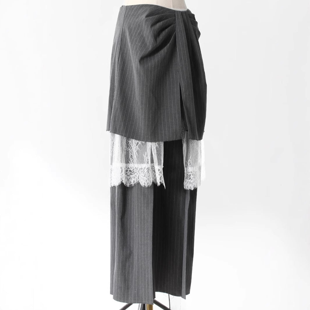 Personalized Design Three-piece Autumn Lace Patchwork Stripes Pants