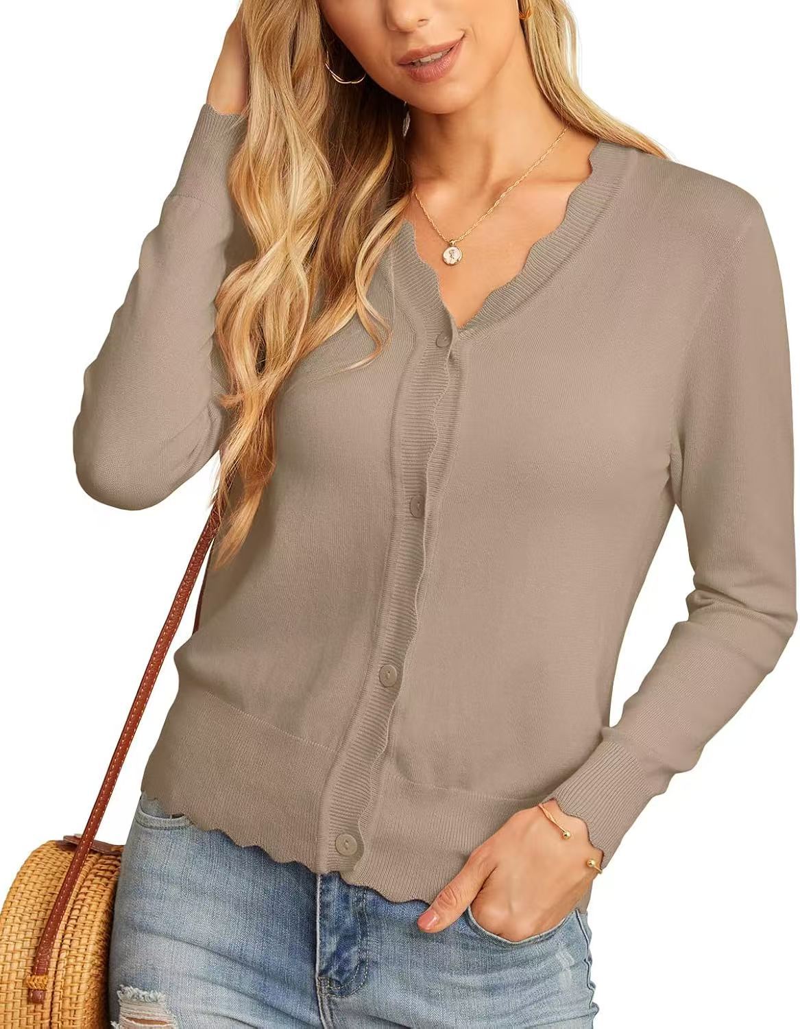 Ruffle 9-point Sleeve Thin Fashion Knitted Women's Sweater