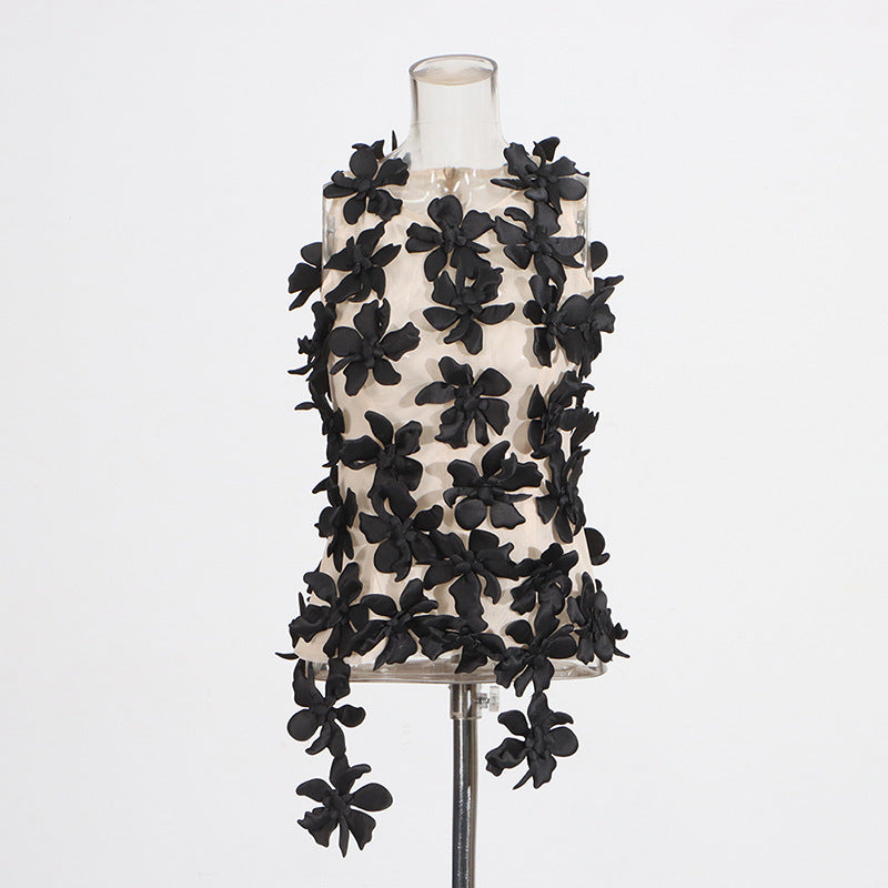 Women's Niche Sexy Three-dimensional Flower Collage Design Tops