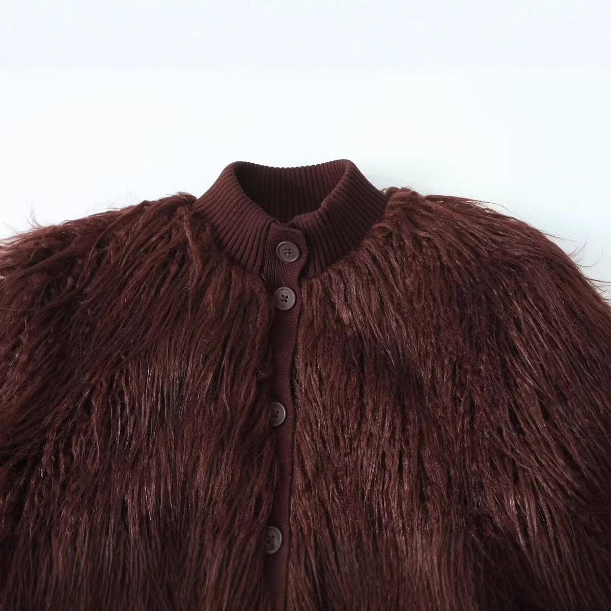 Comfortable Fashion Artificial Fur Effect Knitted Knitwear