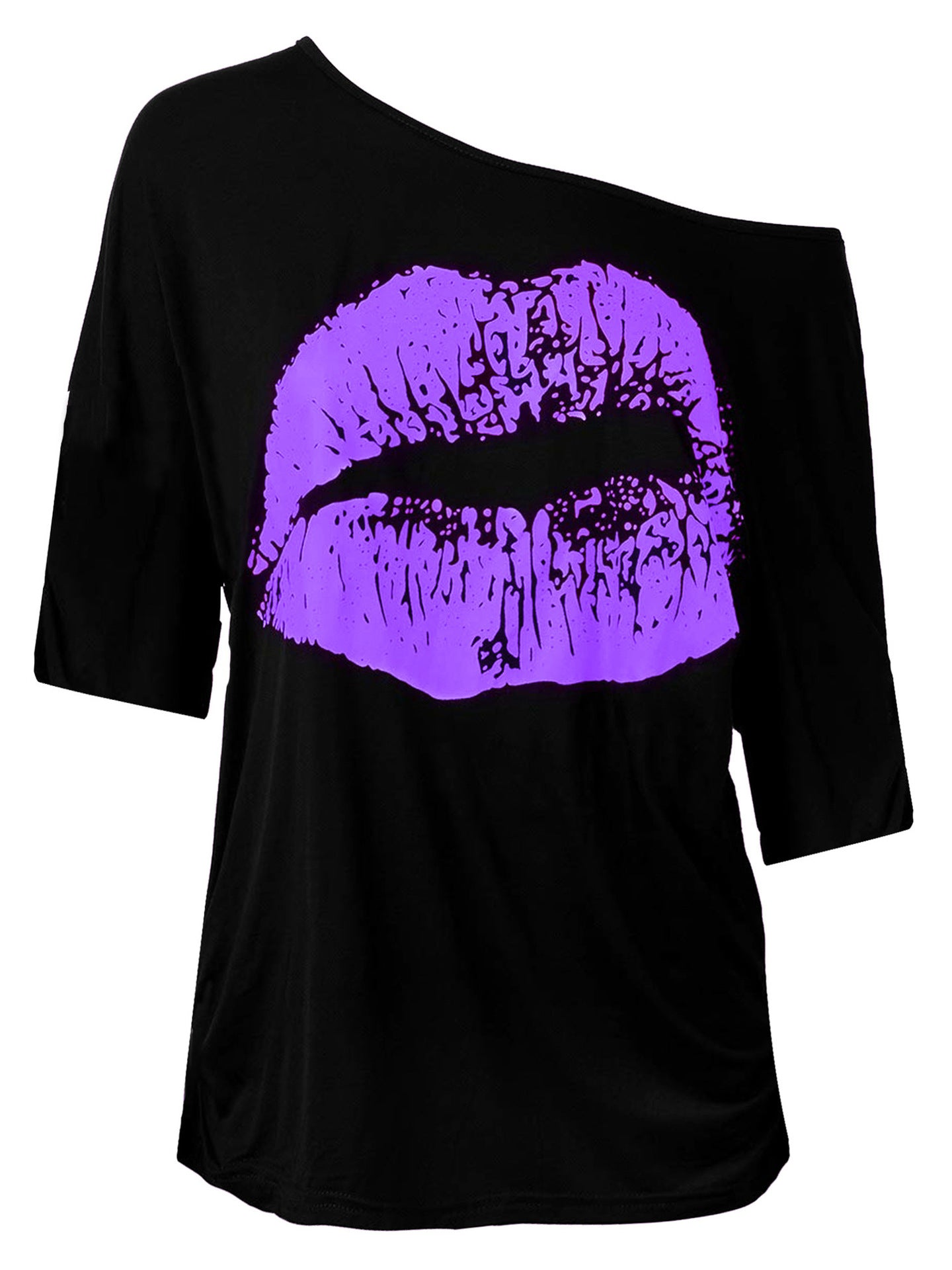 Women's Nostalgic Big Lip Printings Generation Shoulder Clothing