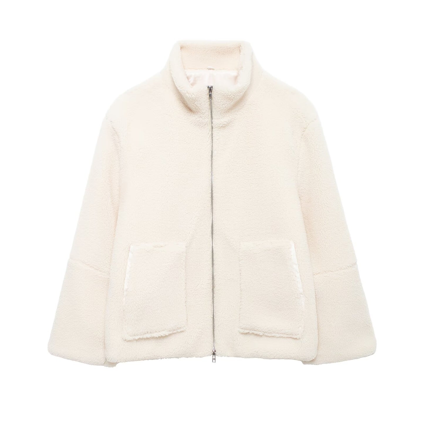 Women's Collar Zipper Idle Style Lamb Wool Coats