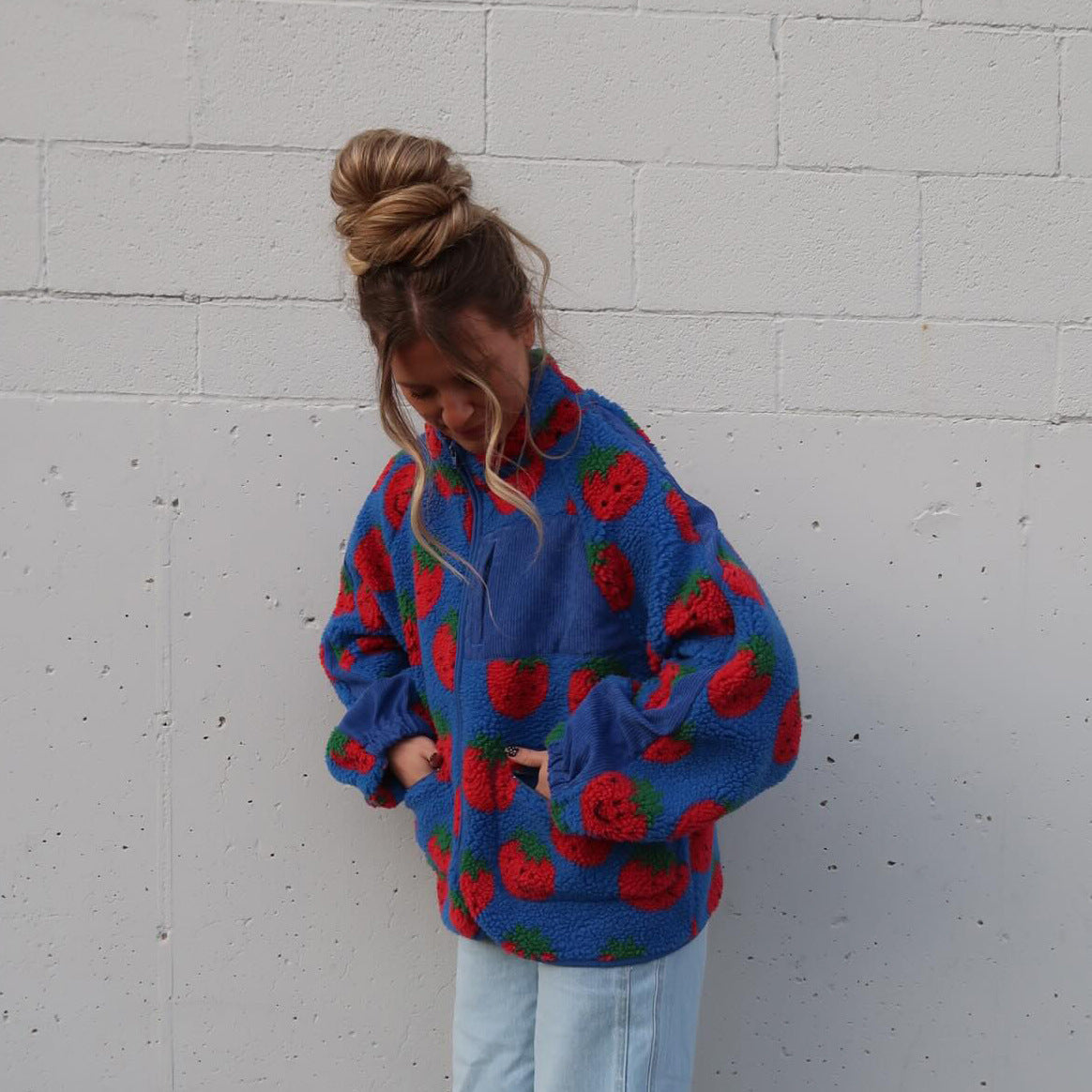 Women's Printed Zipper Loose Casual Style Warm Coats