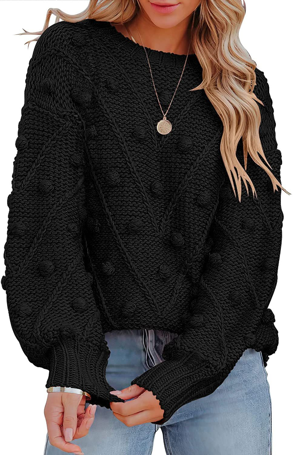 Women's Wool Ball Loose Long Sleeve Pullover Sweaters
