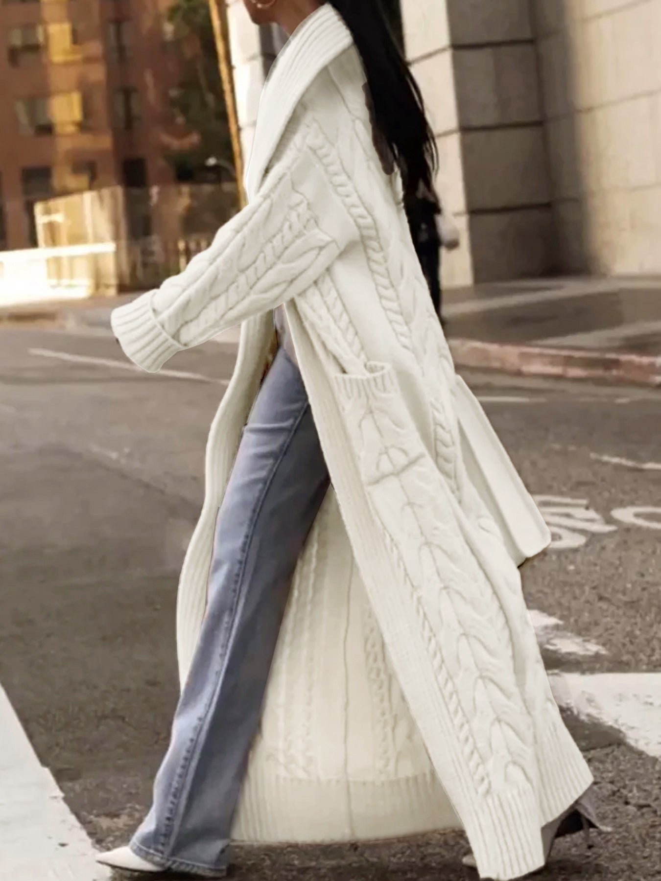 Source Thick Hemp Flowers Large Lapel Sweaters