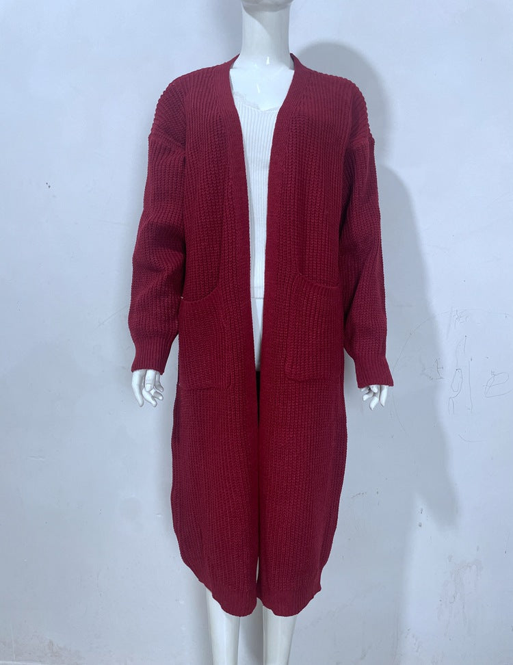 Women's Long Pocket Oversized Knit Loose Women's Sweater