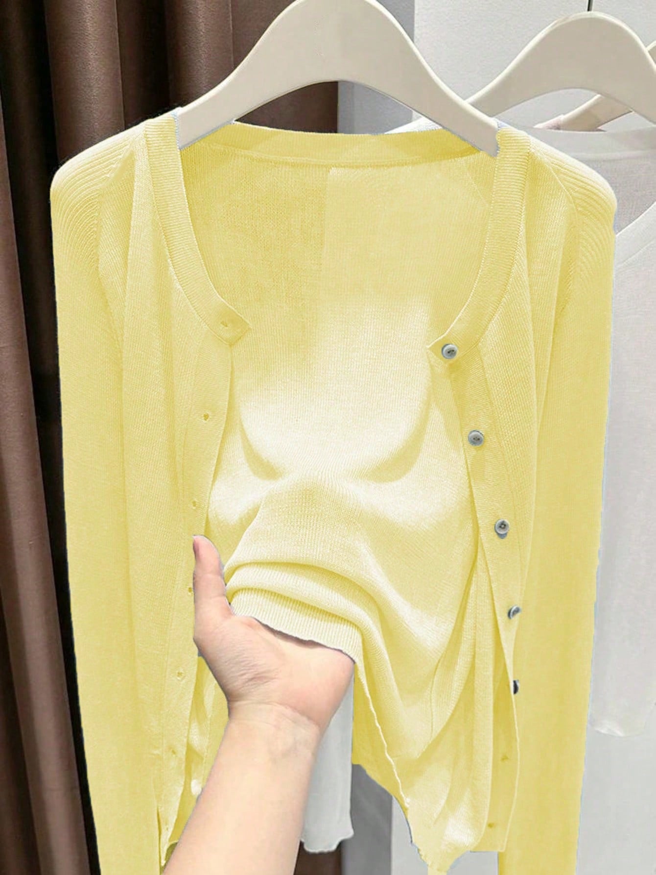 Women's Color Round Neck Long Sleeve Micro Women's Sweater