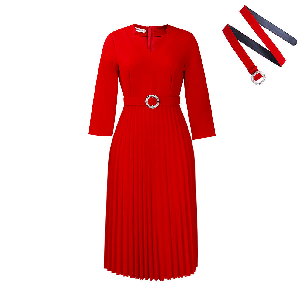 Women's Autumn Fashionable Elegant Pleated Dress Dresses