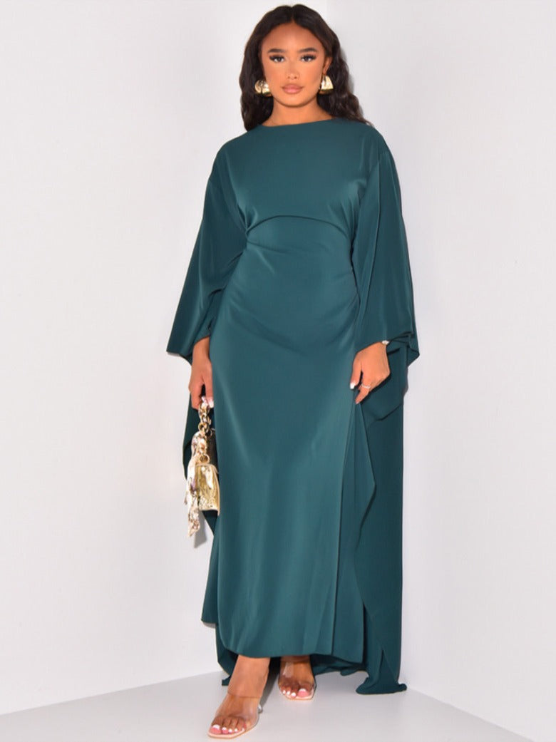 Women's Fashion Temperament Special Loose Round Neck Solid Color Dresses