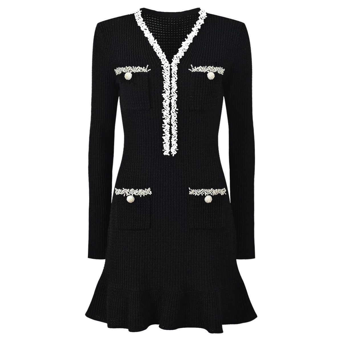 Knitted Slim Fit Slimming Bead Long Dresses