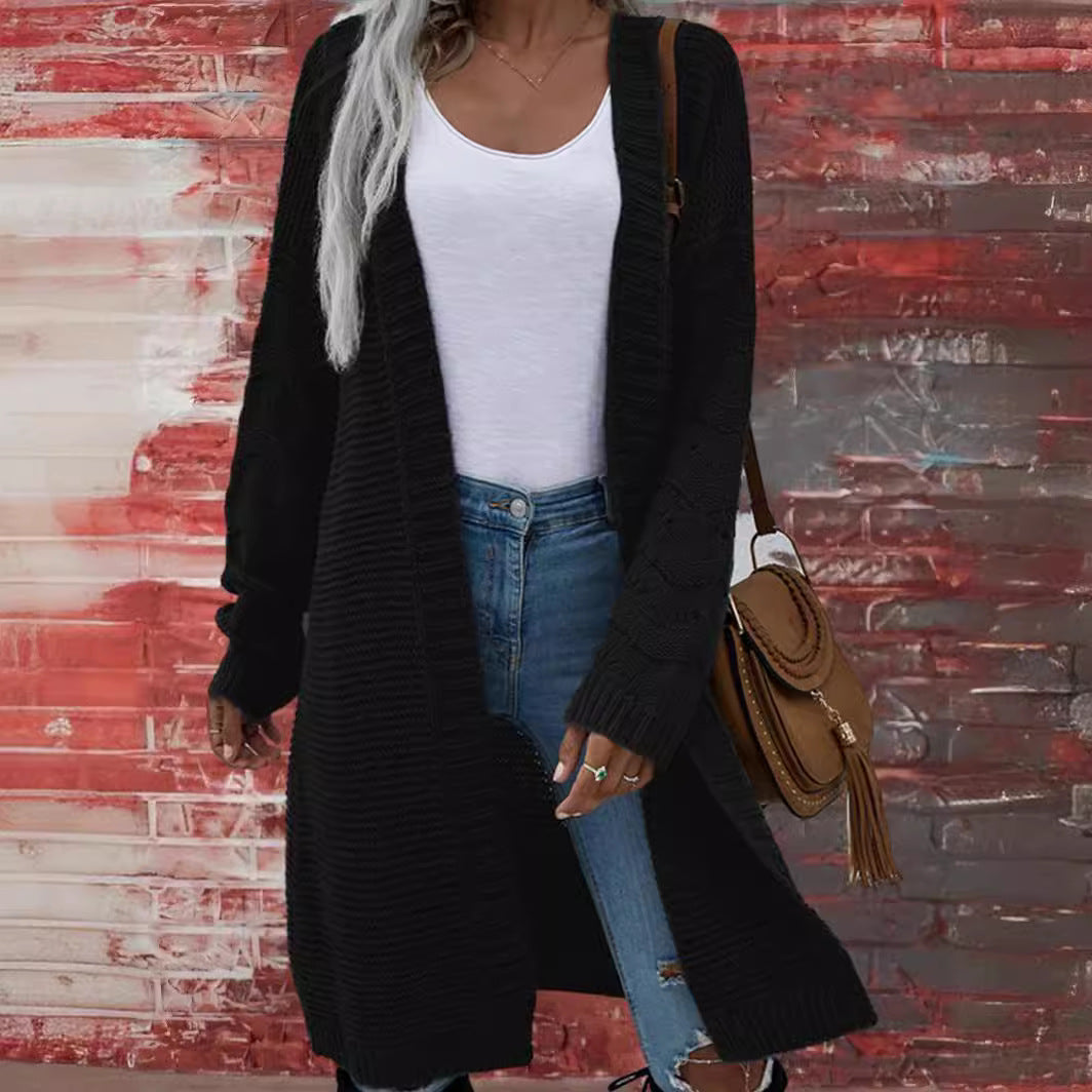 Women's Long Solid Color Knitted Mid-length Sweater