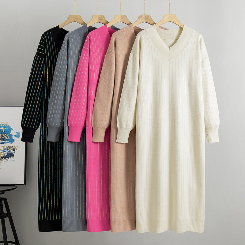 Women's Idle Style Loose Rhinestone Woolen Spring Inner Knitted Skirts