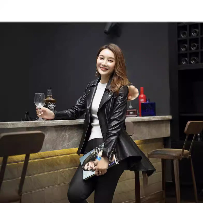Women's Leather Fashion Dovetail Style Ruffled For Jackets