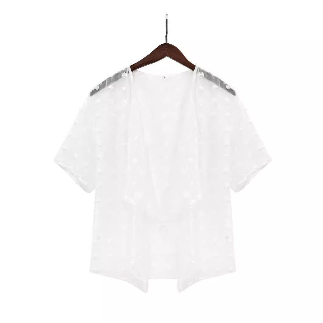 Women's Fashion Casual Summer Solid Color Medium Fur Ball Blouses
