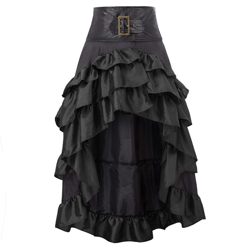 Front Long Back Irregular Ruffles High Waist Dresses