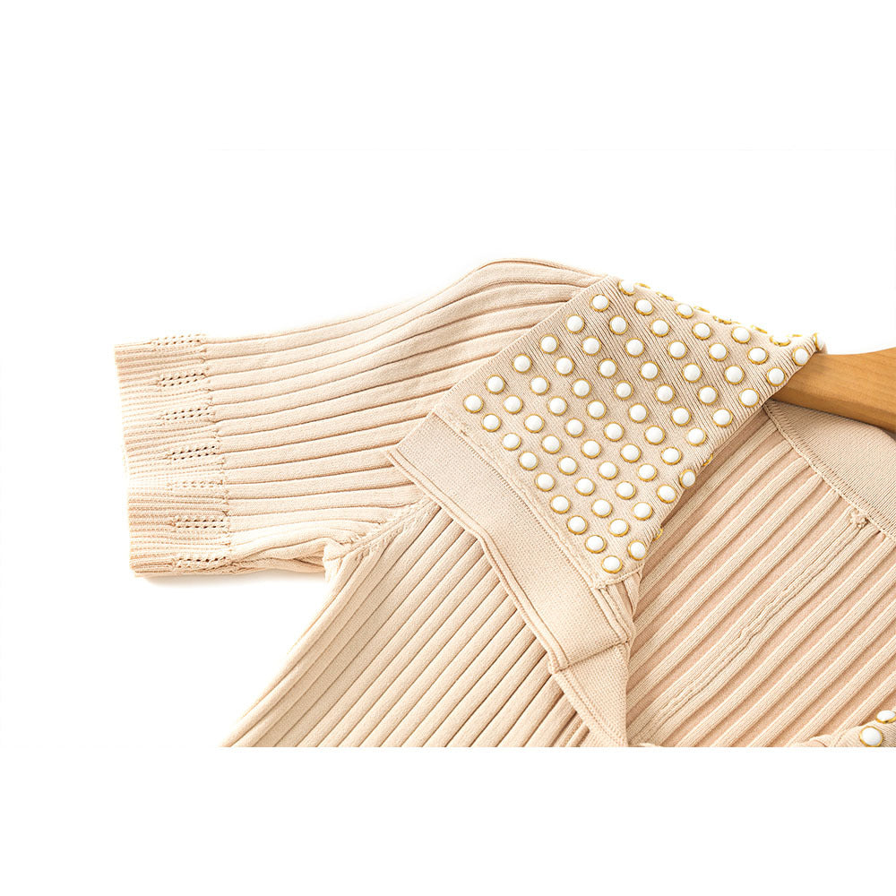 High Quality Wind Rhinestone Lapel Summer Dresses