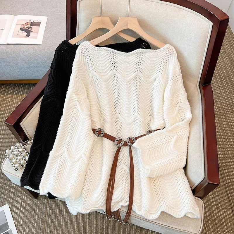 Women's Mid-length Loose Outer Wear Soft Glutinous Gentle Lace Sweaters