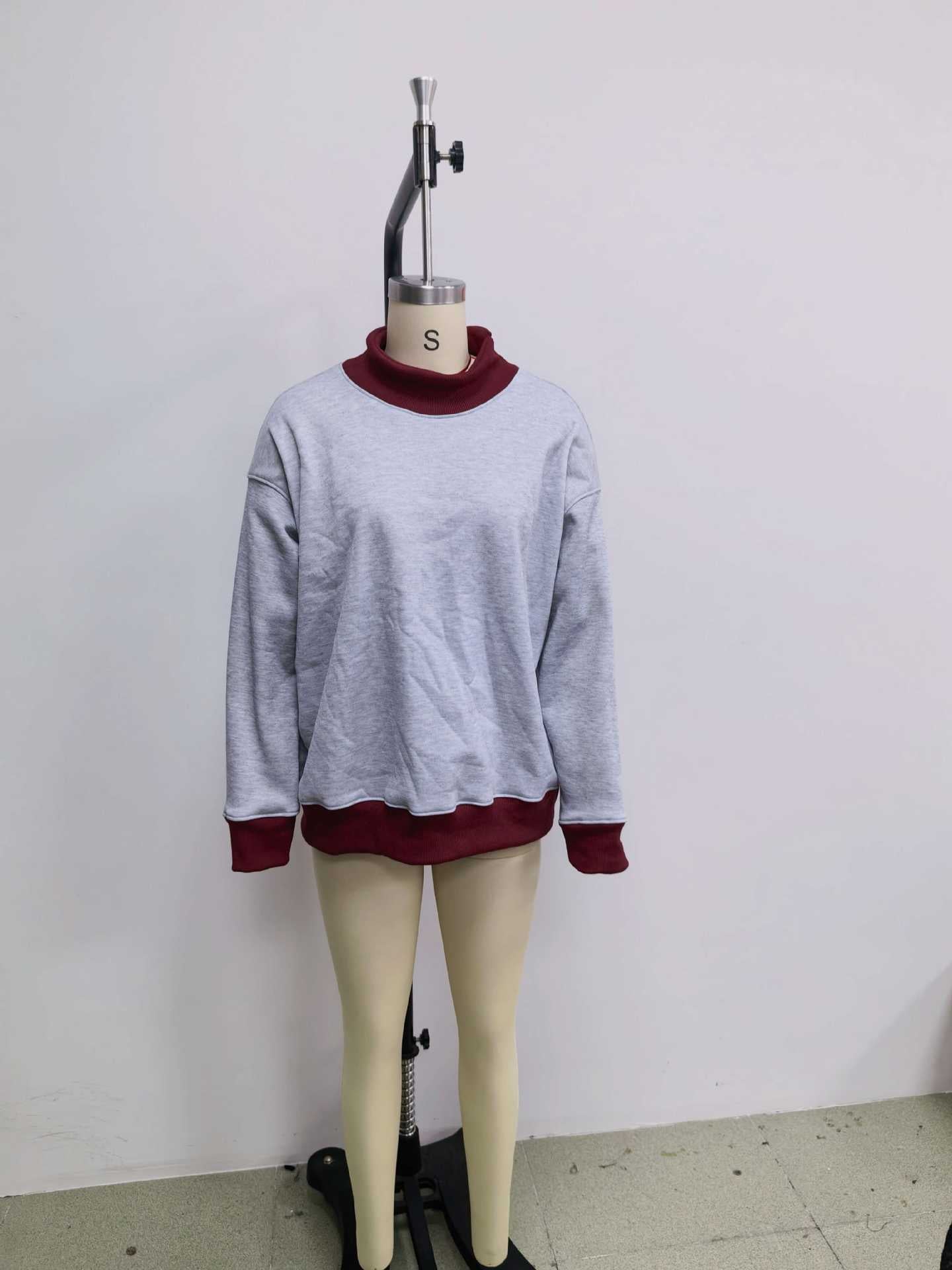 Women's Neck Hoodie Loose Fleece Shirt Long Sleeve Fashion Women's Sweater, Sweater