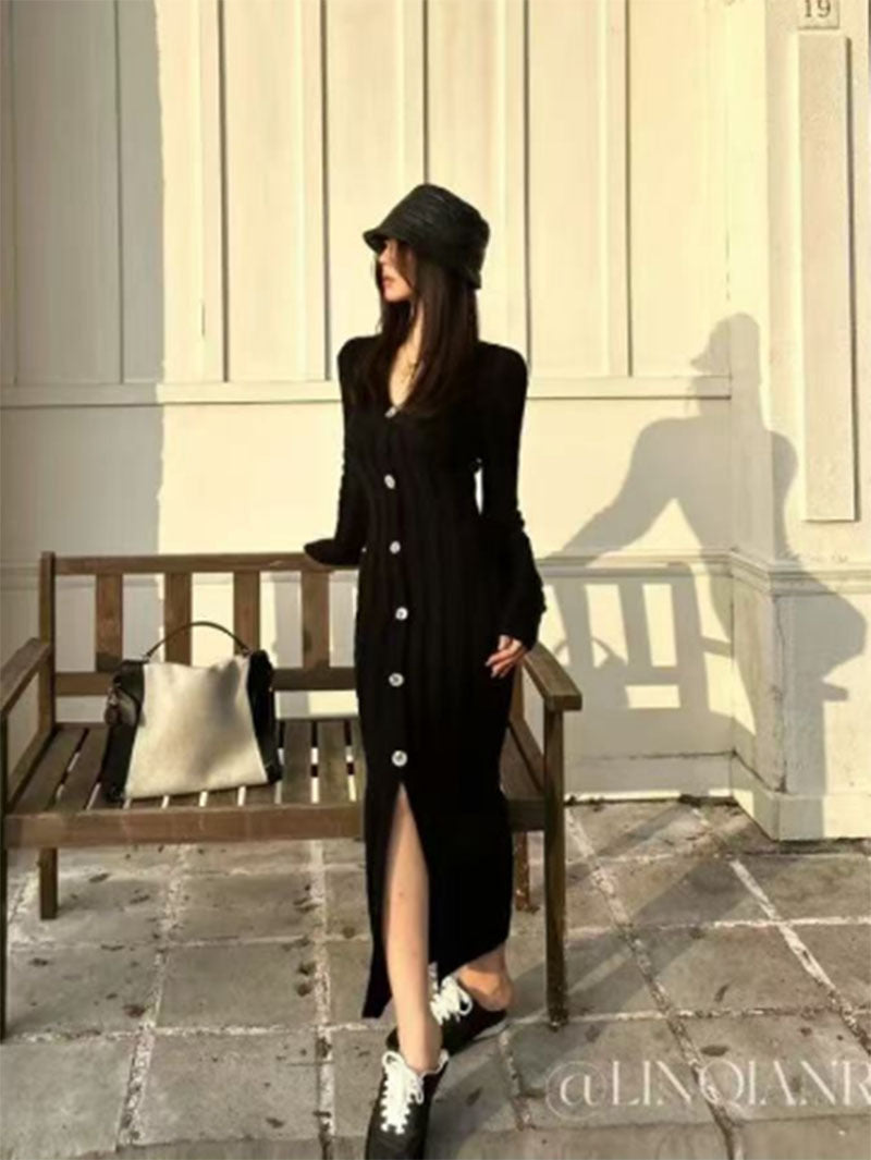 Classic Autumn Long-sleeved Knitted Sexy Tight Dress