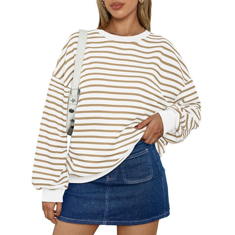 Graceful Elegant Women's Striped Long Sleeve Women's Sweater, Sweater